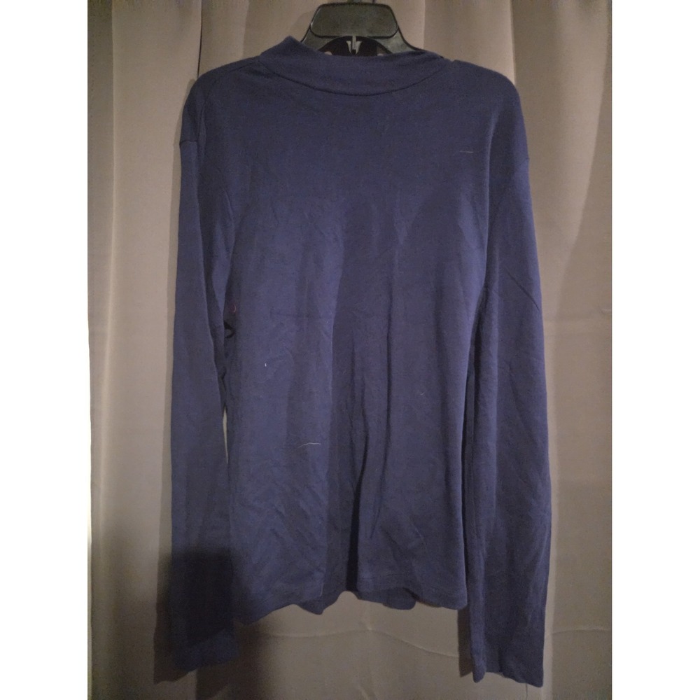 White Stag Navy Blue Mock Turtleneck Long Sleeve Top XL Stretch Basics